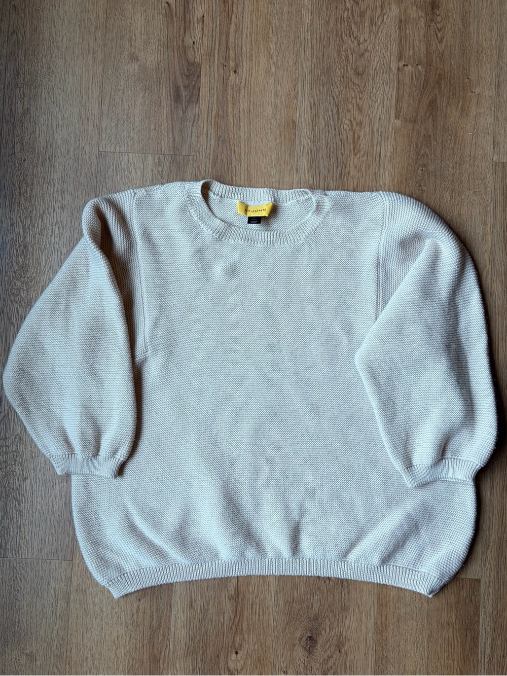 St. John Yellow Label 100% Wool Oversized Dolman Sweater Ivory L
